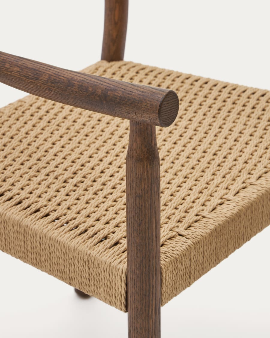 Walnut Japandi Chair with Armrests