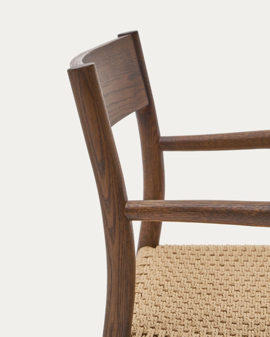 Walnut Japandi Chair with Armrests
