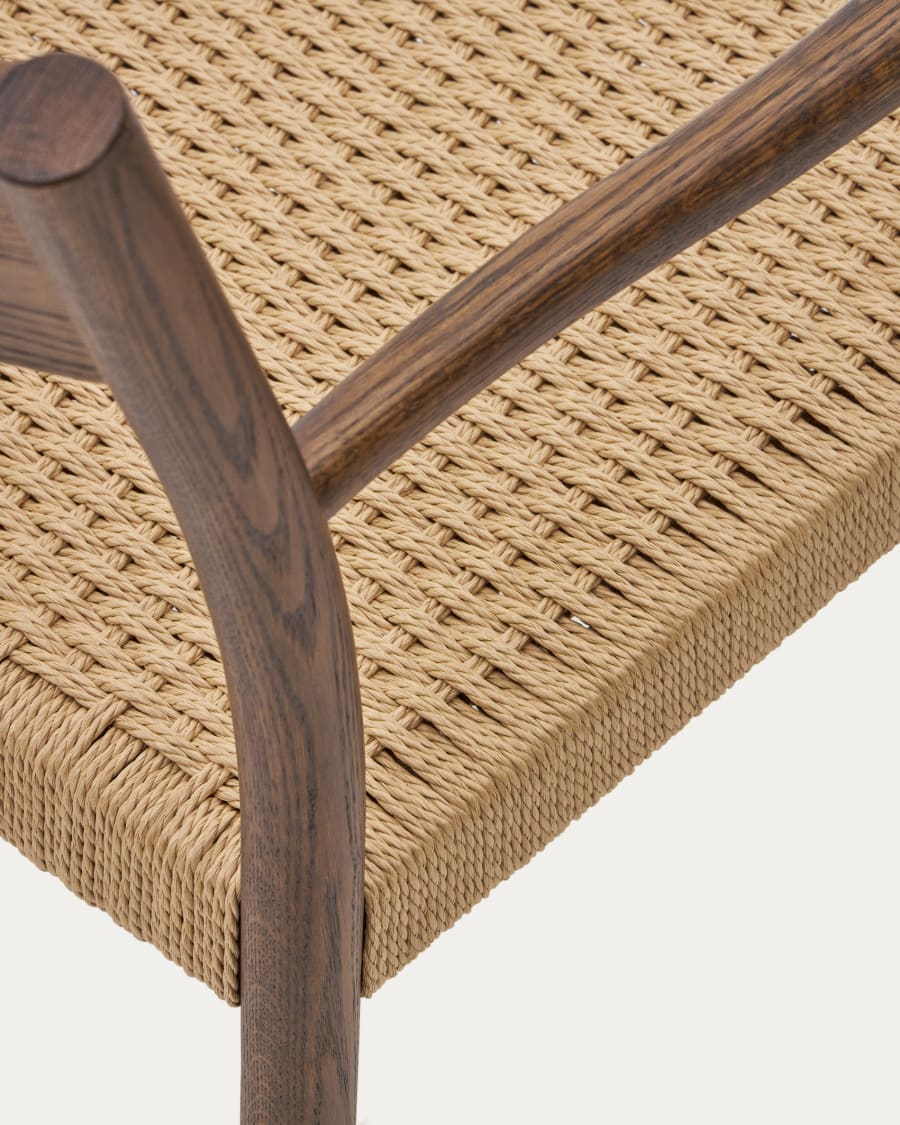 Walnut Japandi Chair with Armrests