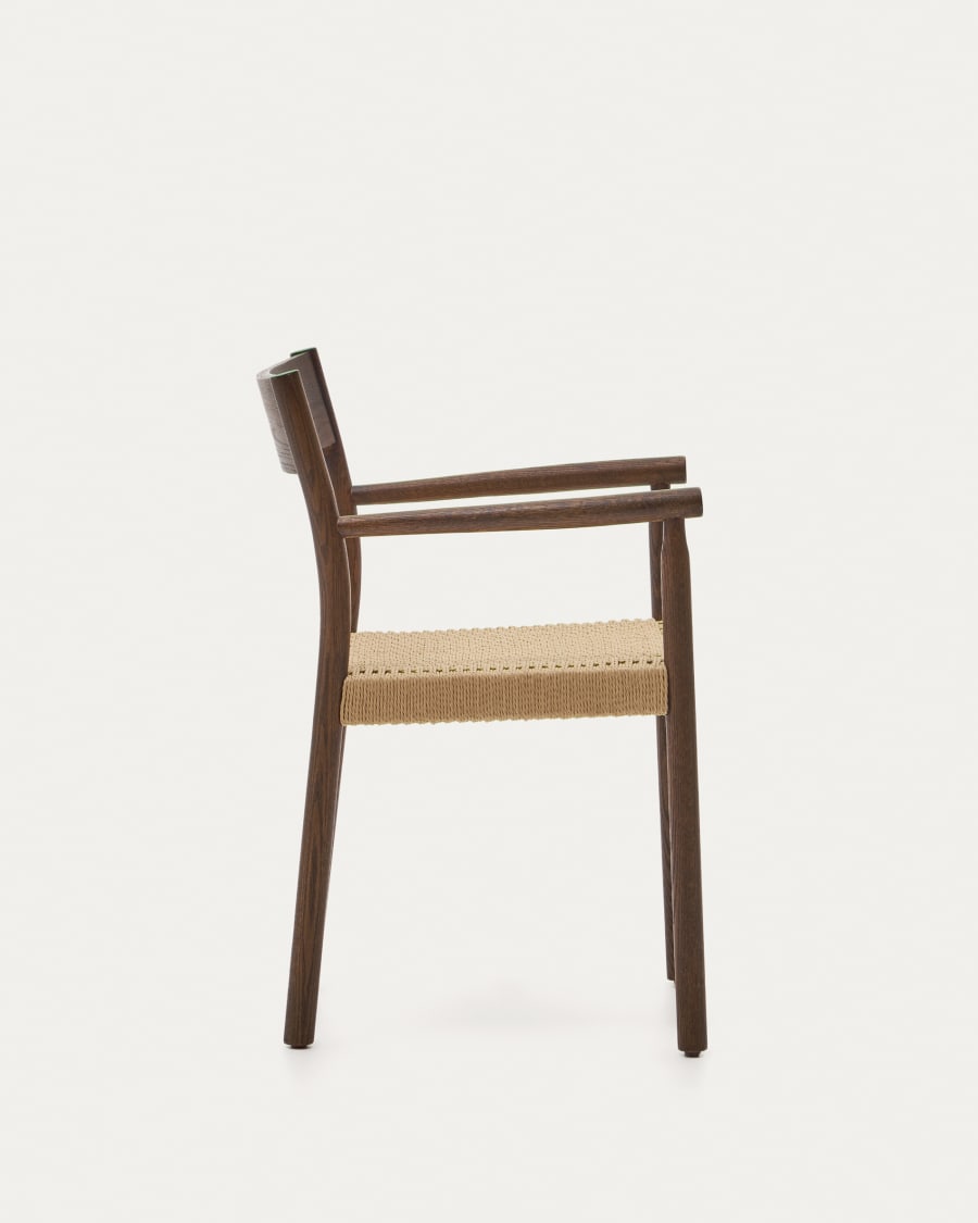 Walnut Japandi Chair with Armrests