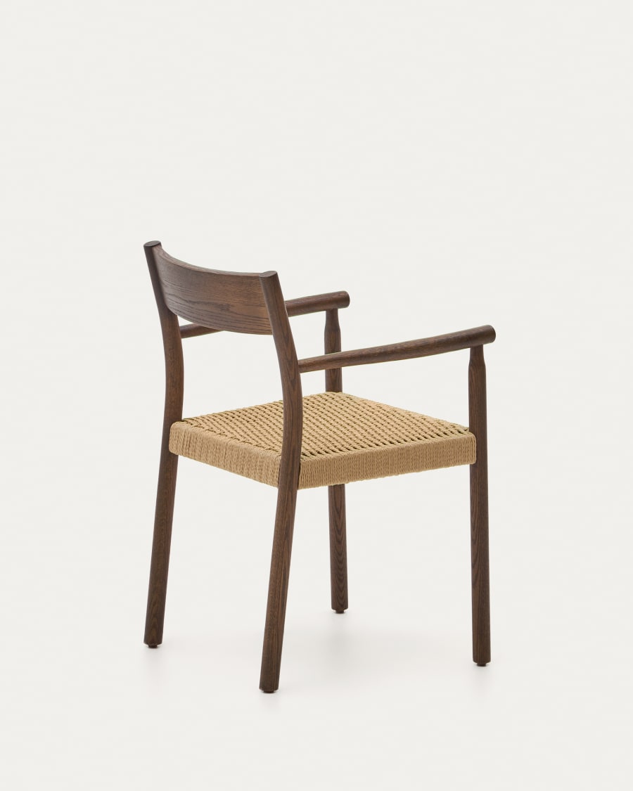 Walnut Japandi Chair with Armrests