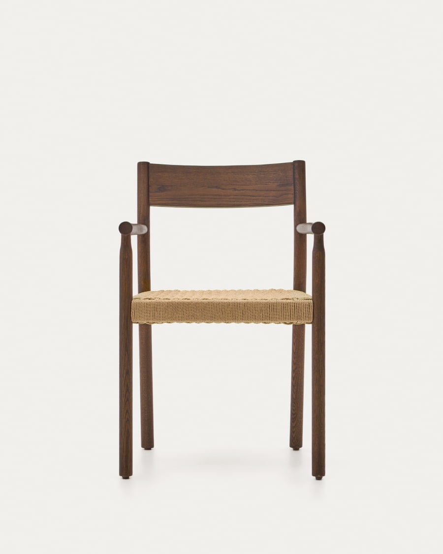 Walnut Japandi Chair with Armrests