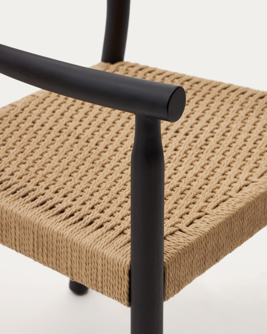 Black Japandi Chair with Armrests