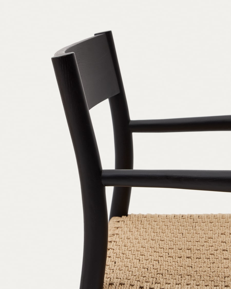 Black Japandi Chair with Armrests