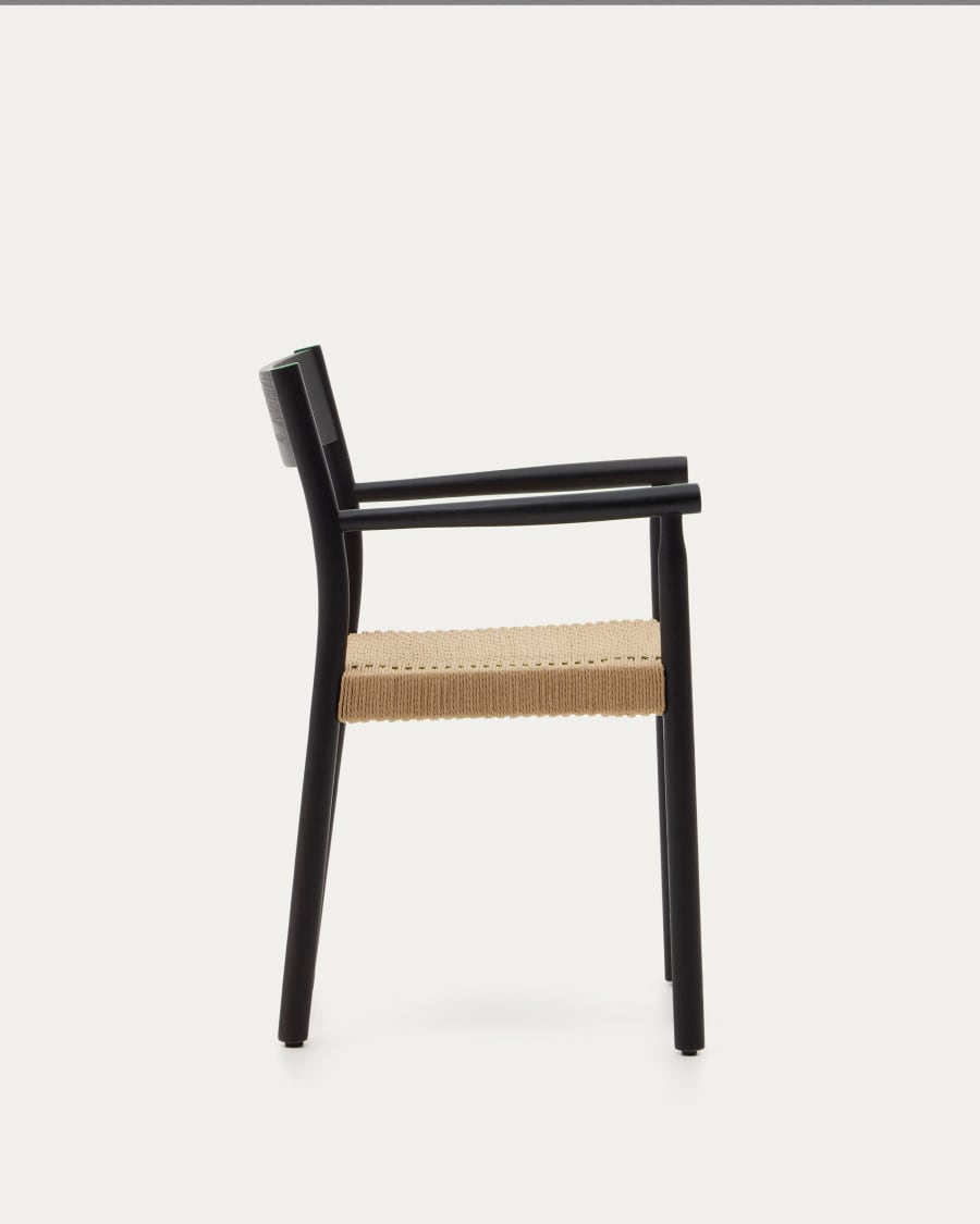 Black Japandi Chair with Armrests