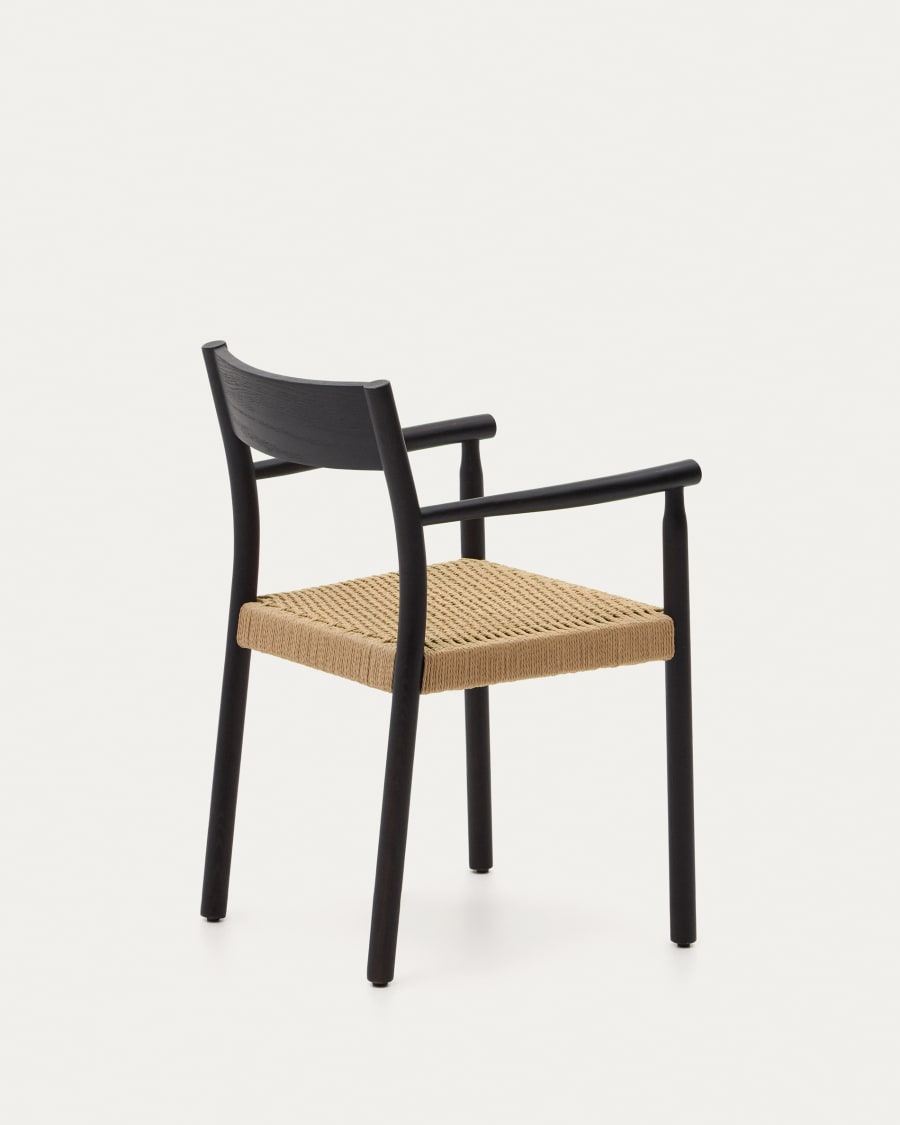 Black Japandi Chair with Armrests