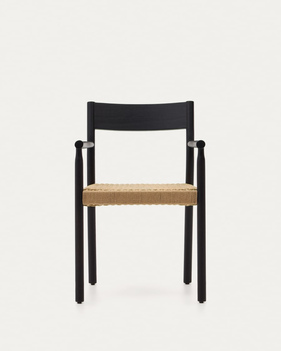 Black Japandi Chair with Armrests