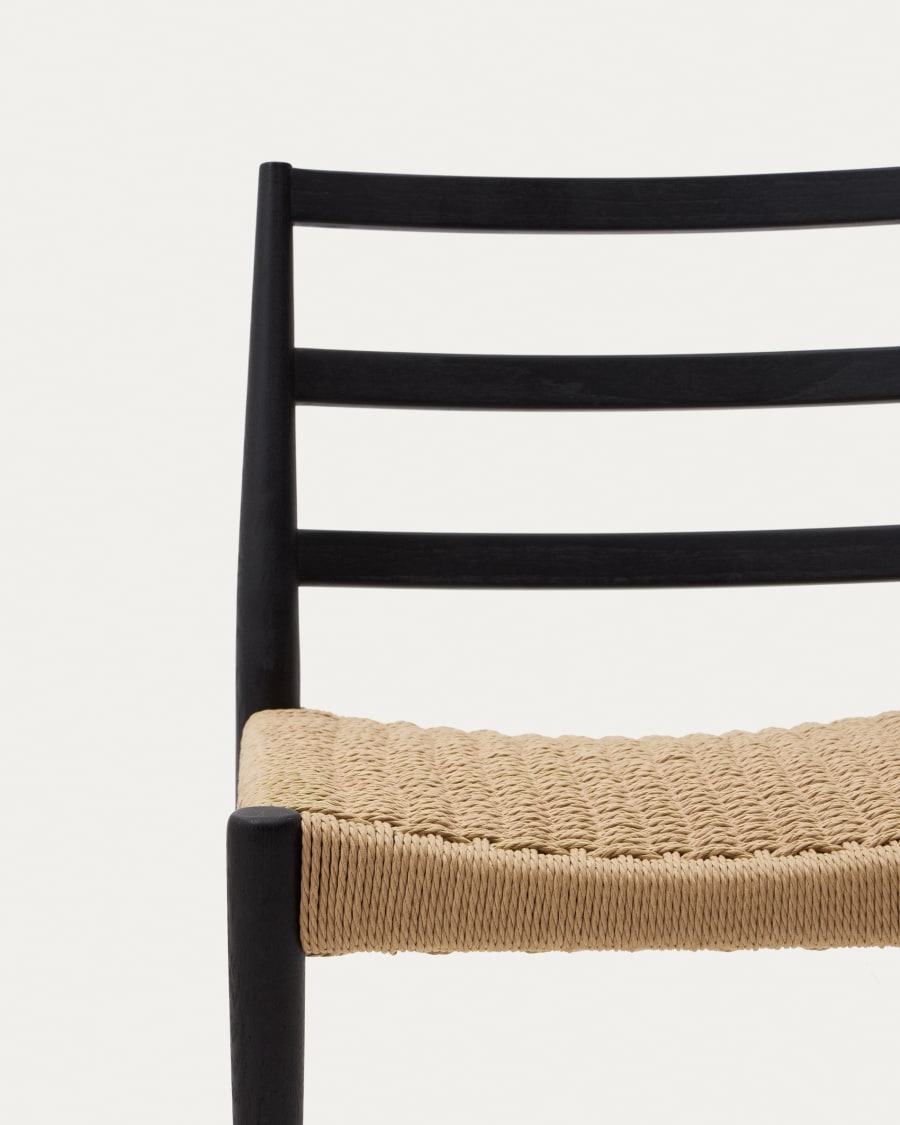 Black Japandi Chair with Woven Seat