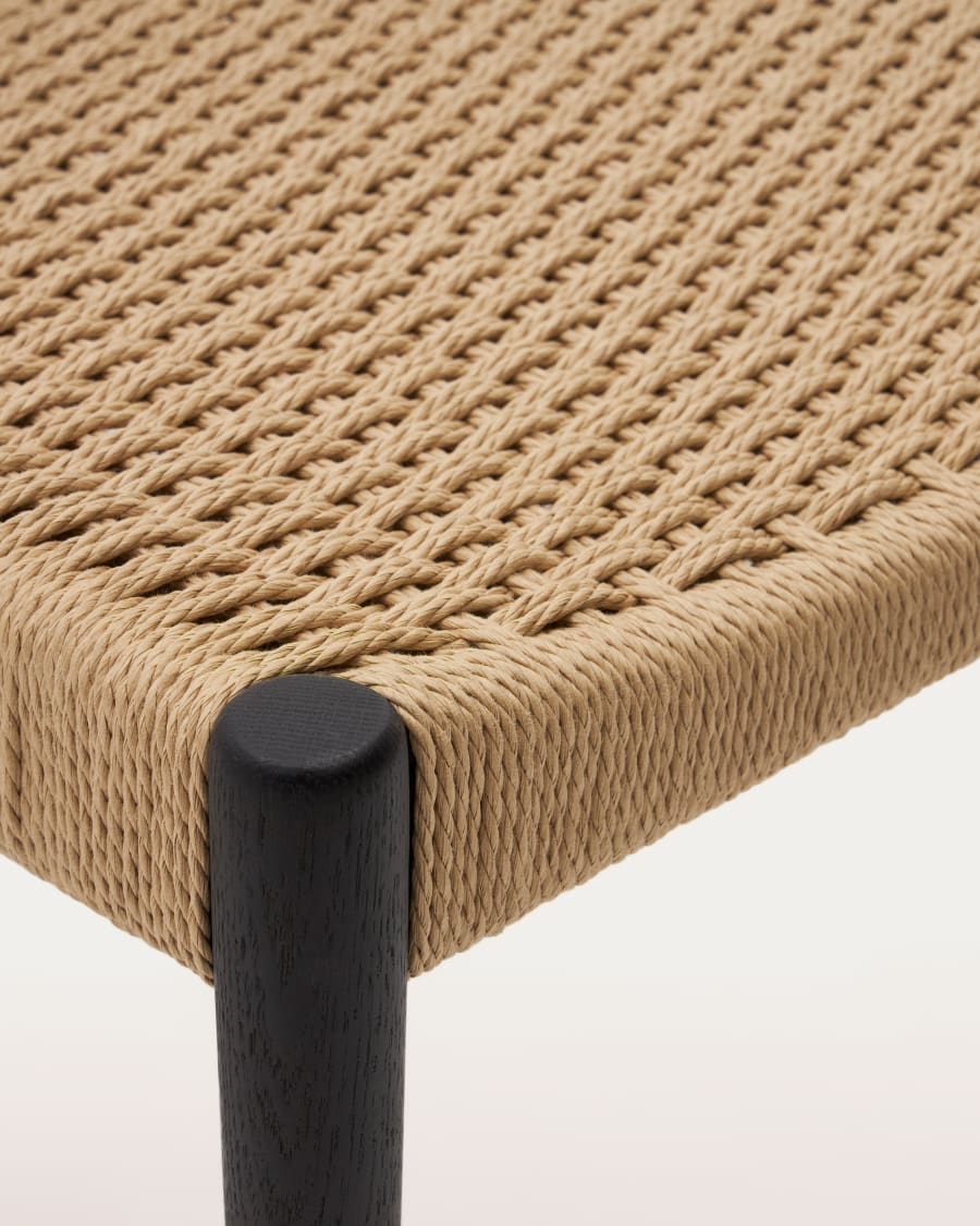 Black Japandi Chair with Woven Seat
