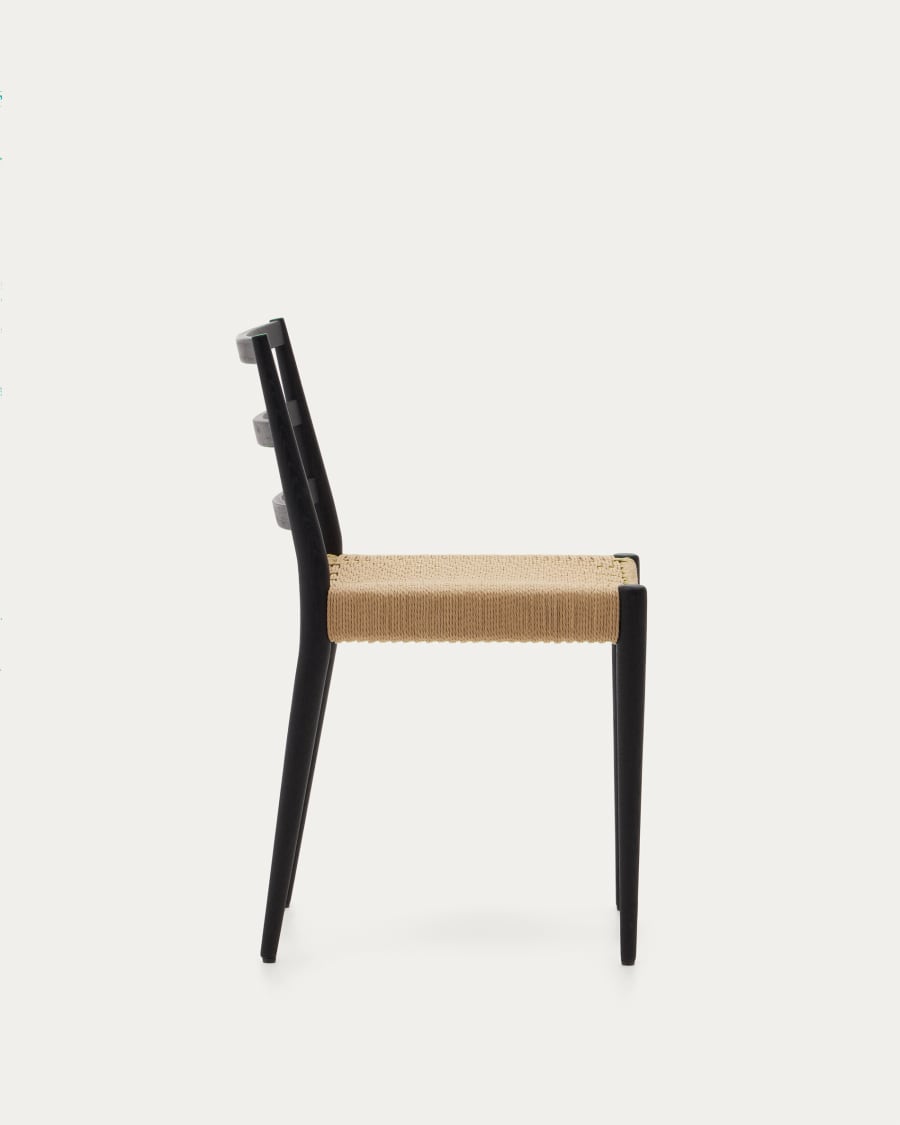 Black Japandi Chair with Woven Seat
