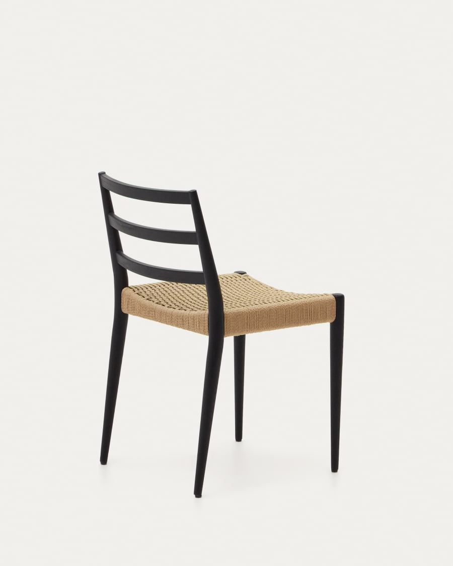 Black Japandi Chair with Woven Seat