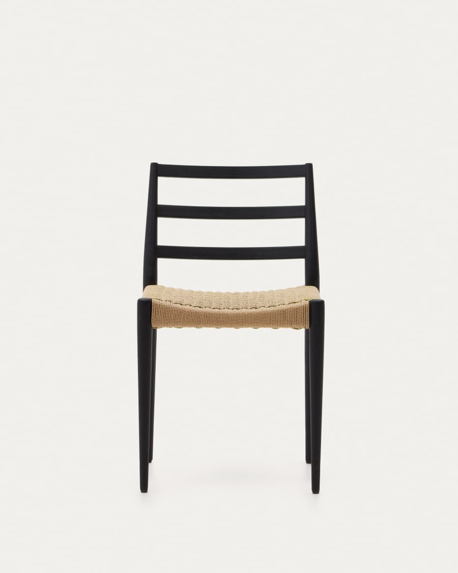Black Japandi Chair with Woven Seat