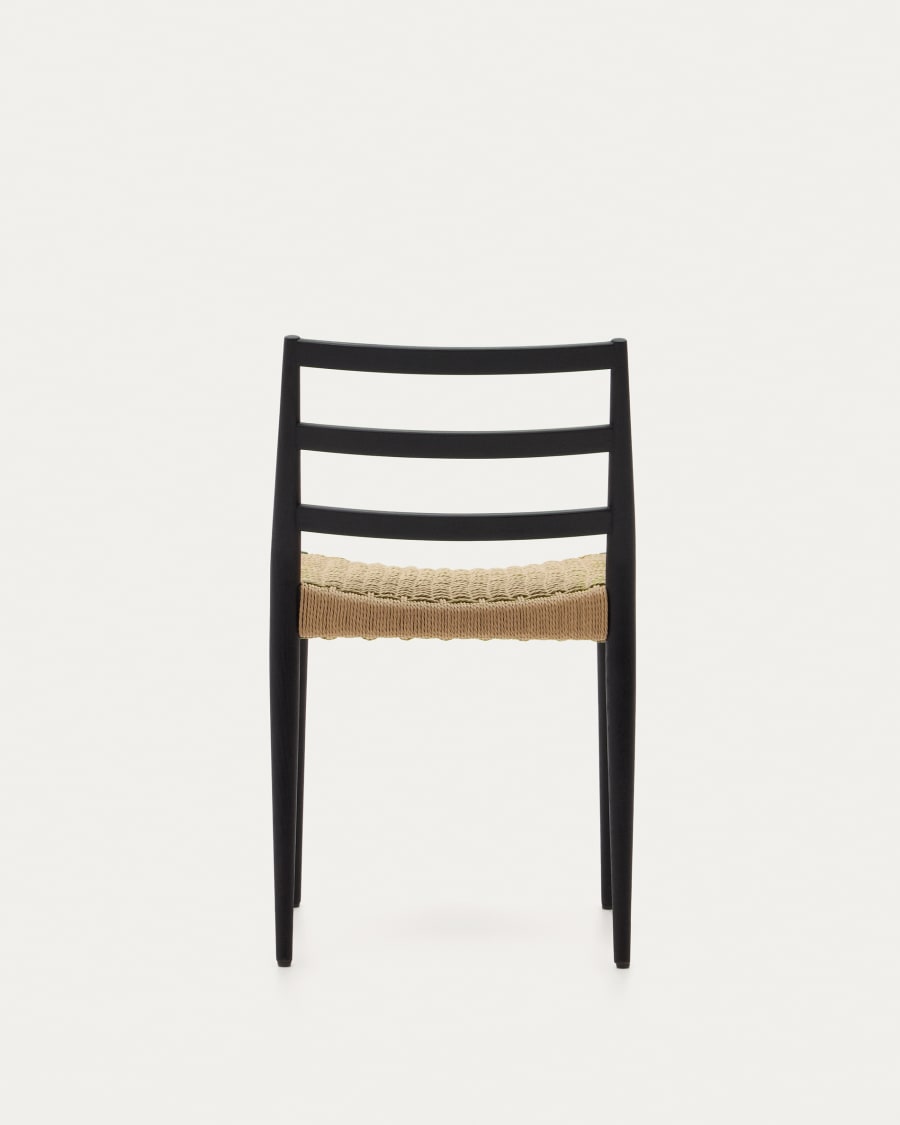 Black Japandi Chair with Woven Seat