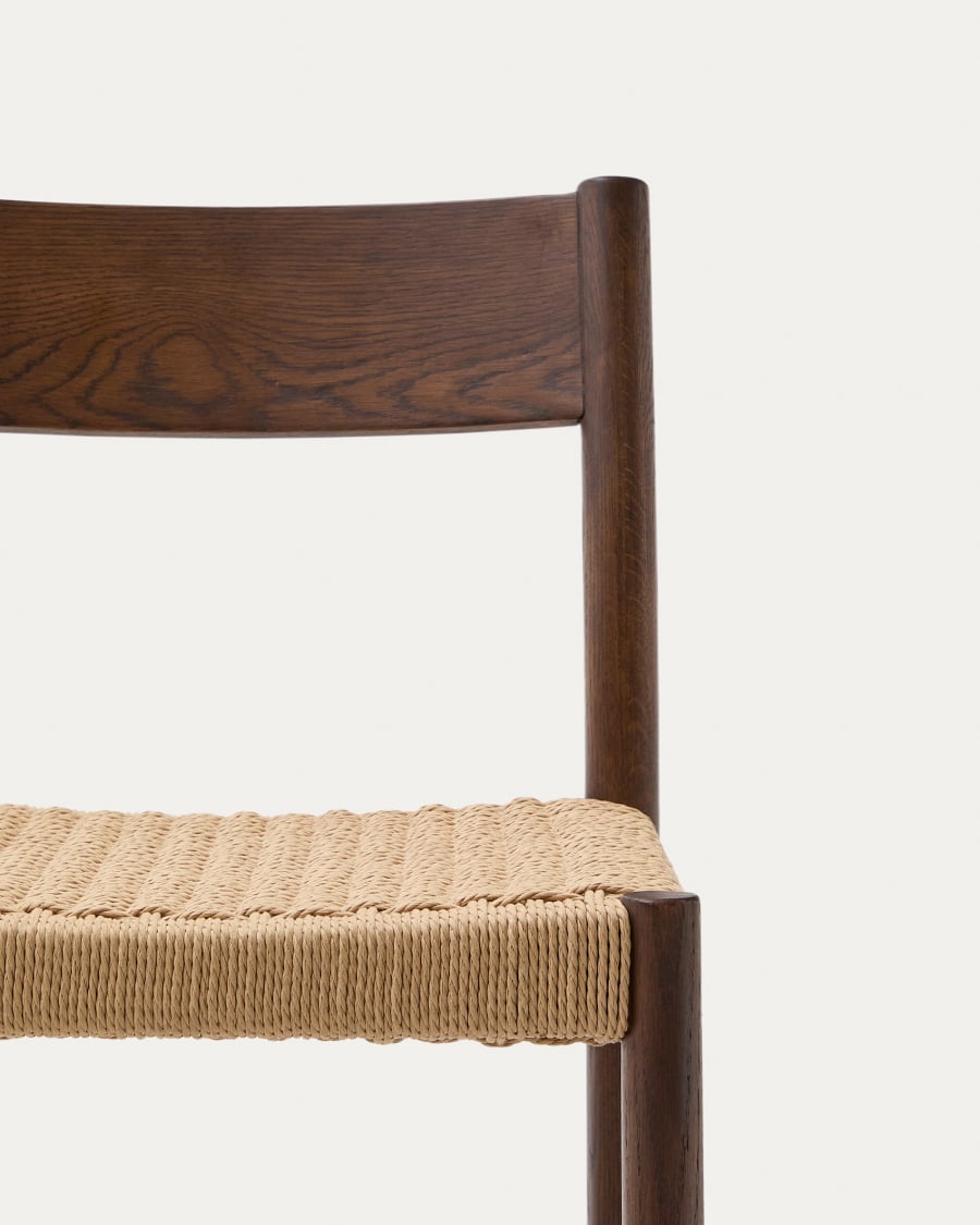 Japandi Walnut Stool with Backrest