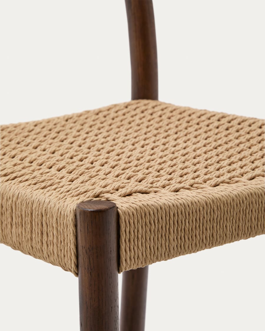 Japandi Walnut Stool with Backrest