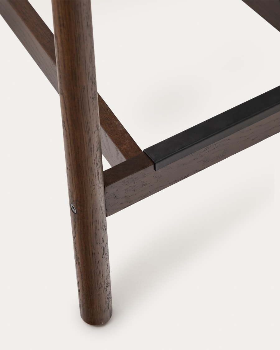 Japandi Walnut Stool with Backrest