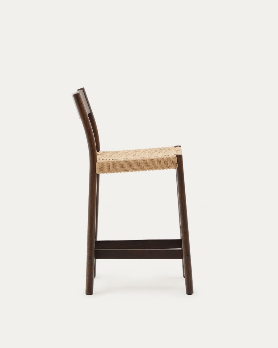 Japandi Walnut Stool with Backrest