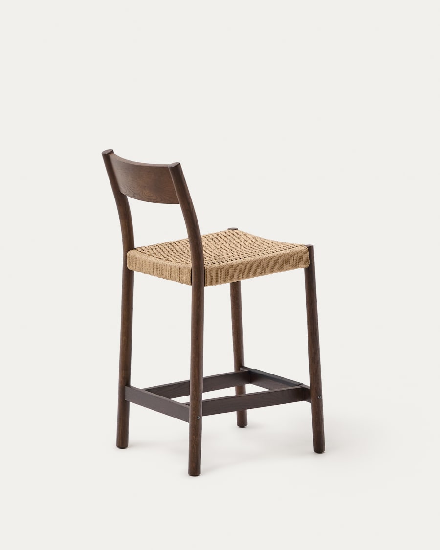 Japandi Walnut Stool with Backrest