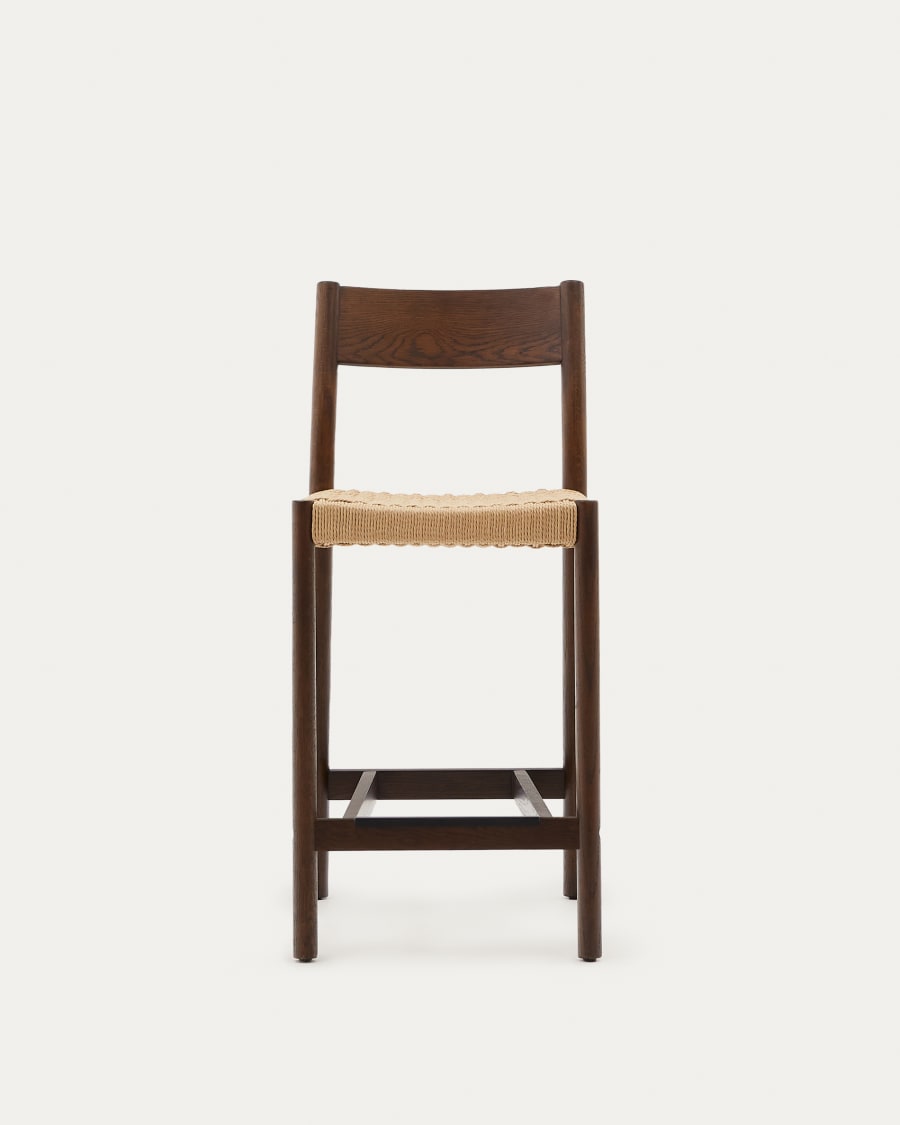 Japandi Walnut Stool with Backrest