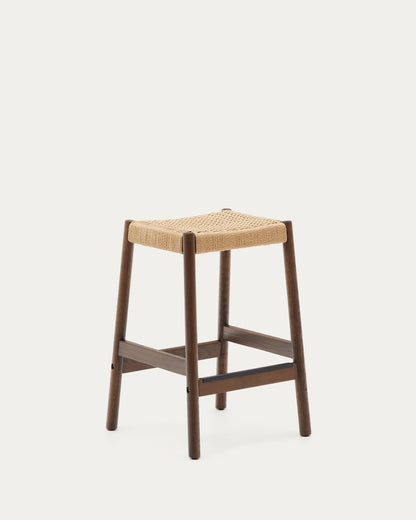 Japandi Wood and Rope Stool Chair