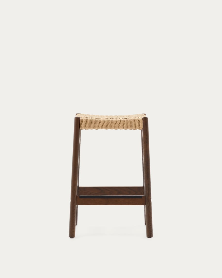 Japandi Wood and Rope Stool Chair