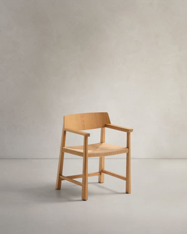 Japandi Wood & Jute Chair in solid oak with rope cord seat
