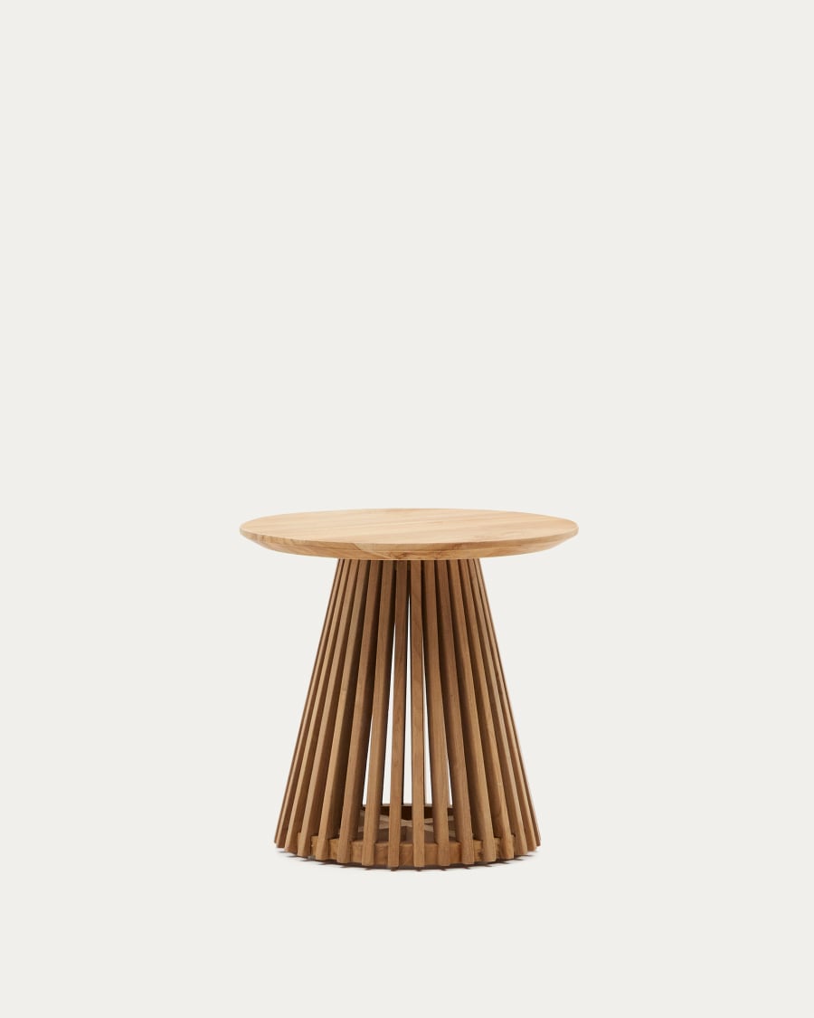 Japandi Round Teak Side Table