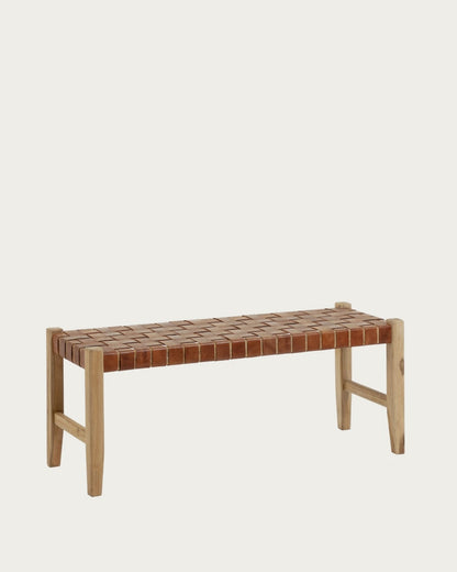 Japandi Leather Bench