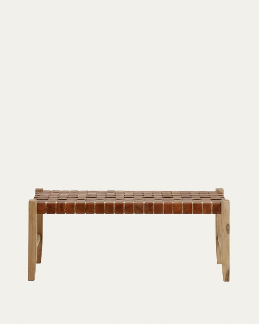 Japandi Leather Bench