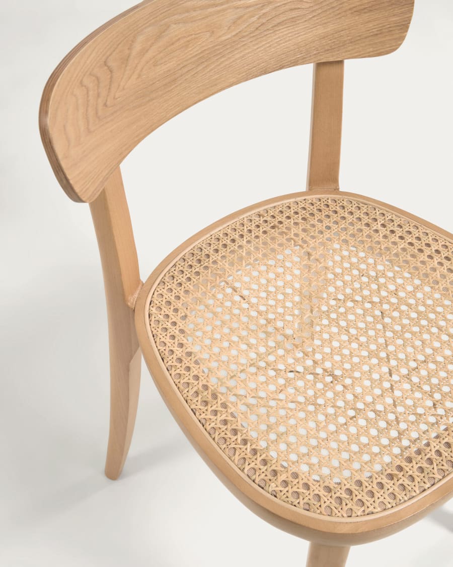 Japandi Wood and Rattan Chair