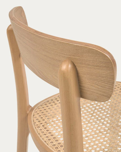 Japandi Wood and Rattan Chair