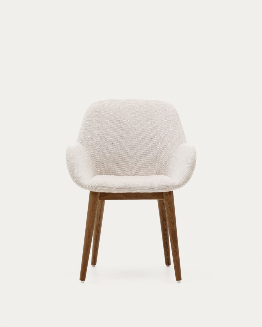 Beige Japandi Chair with dark ash legs