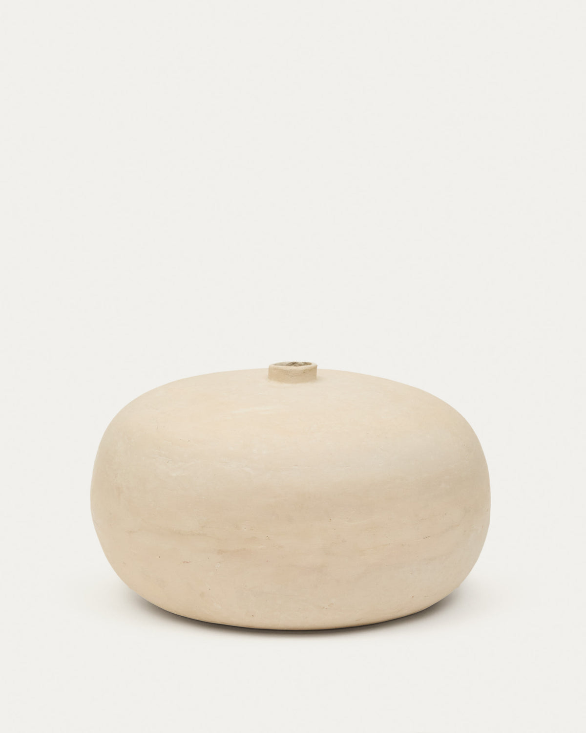 Round Japandi Vase in beige papier mâché