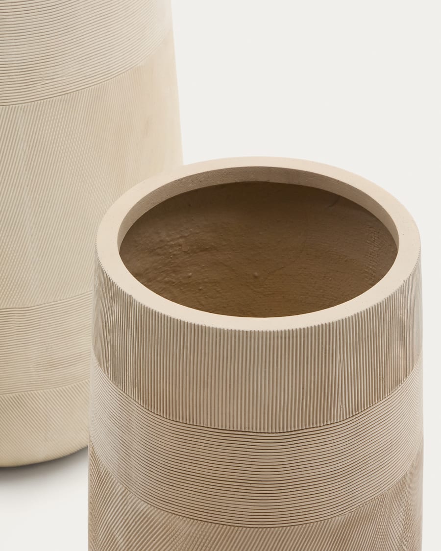 Beige Cement Japandi Planter Set