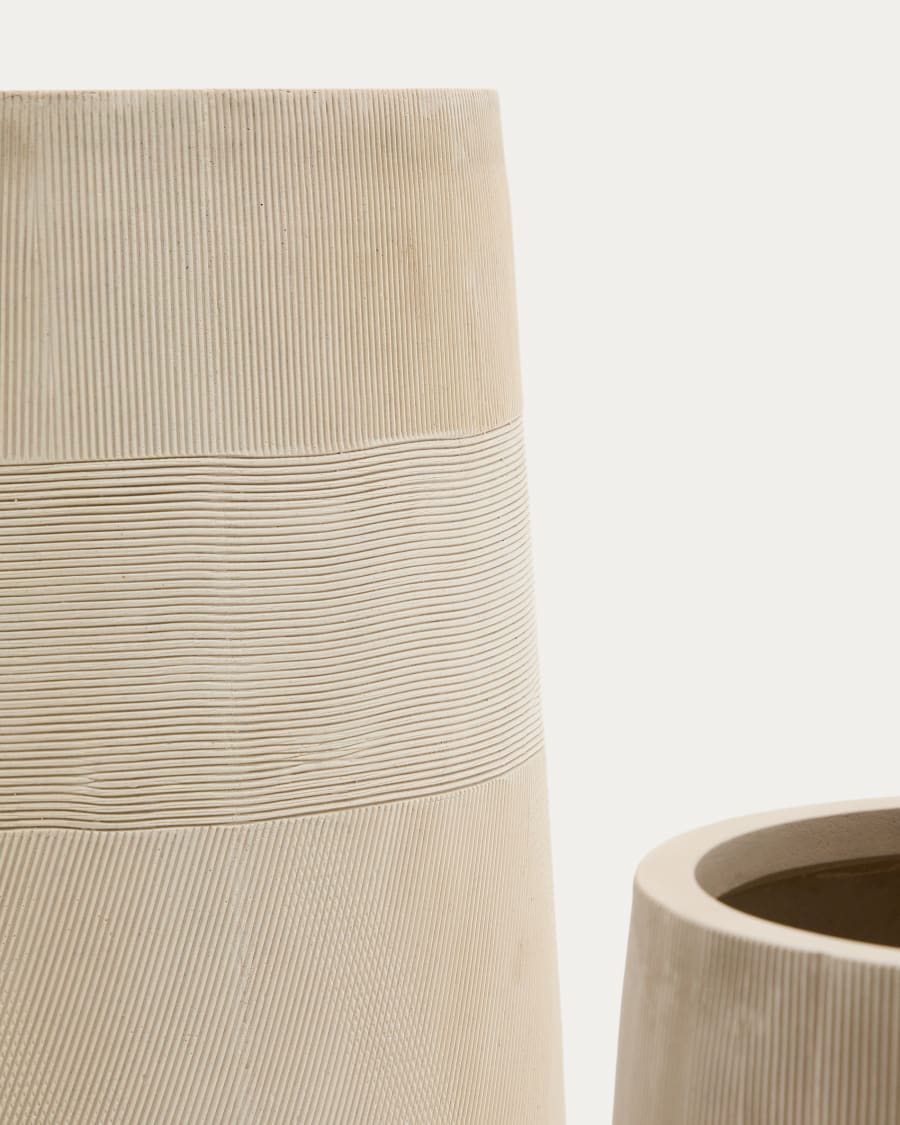 Beige Cement Japandi Planter Set