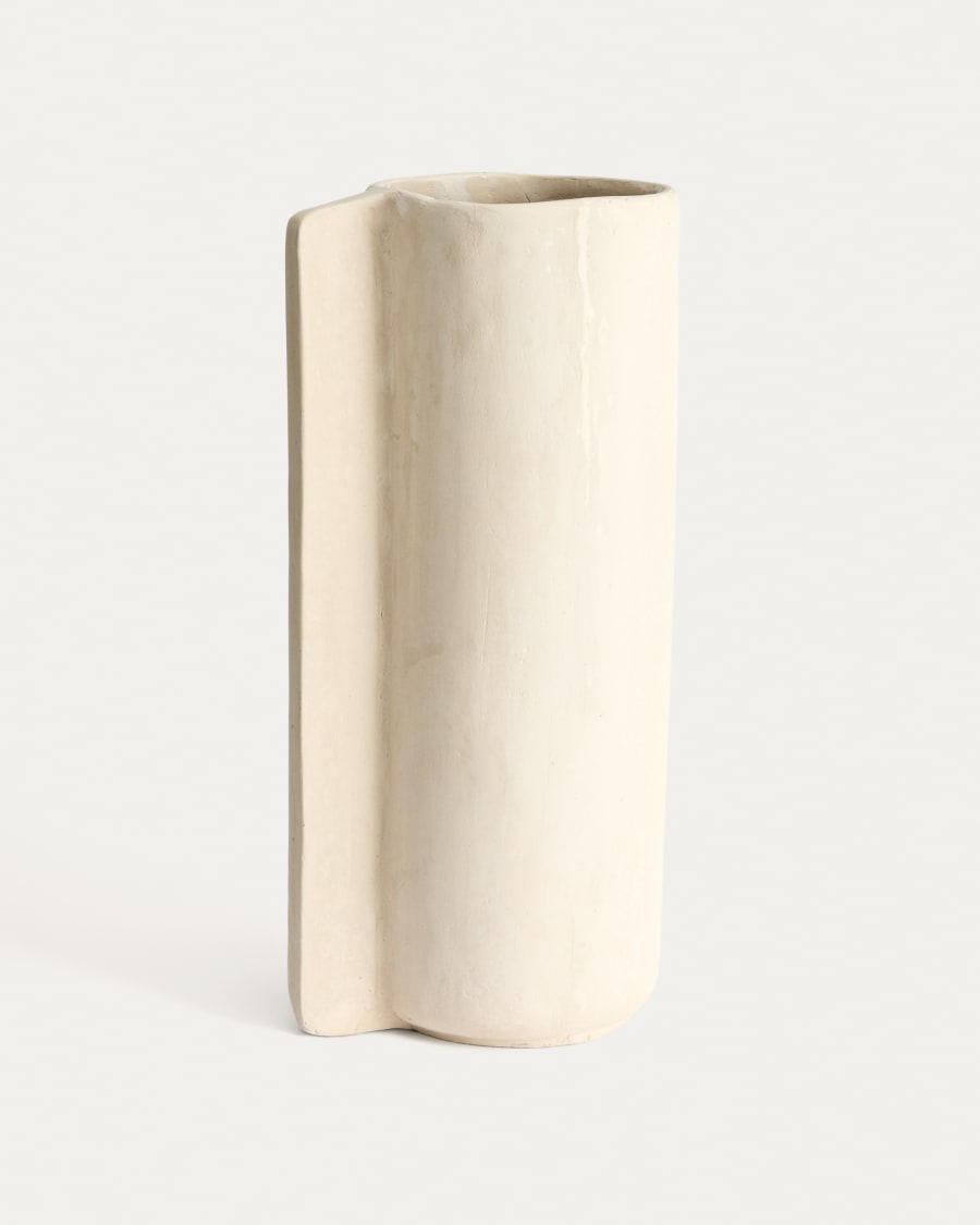 Beige Papier Mâché Japandi Vase
