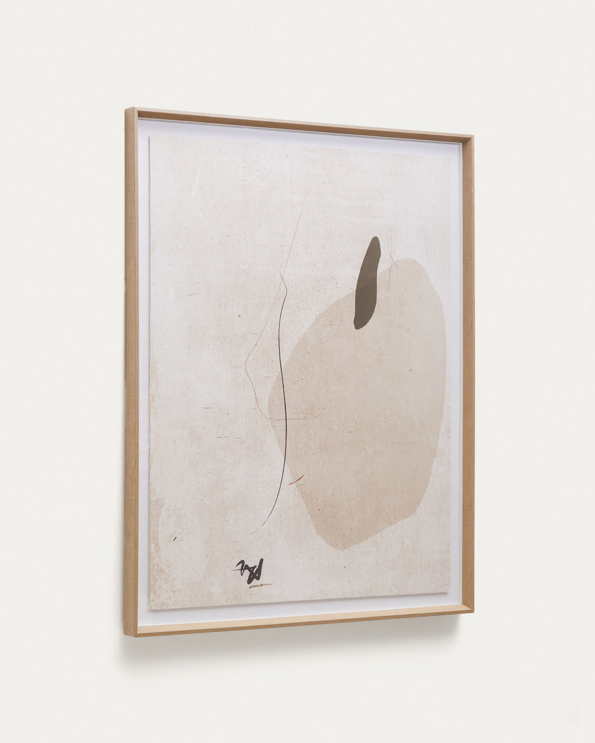 Abstract Japandi Painting in neutral tones with front glass