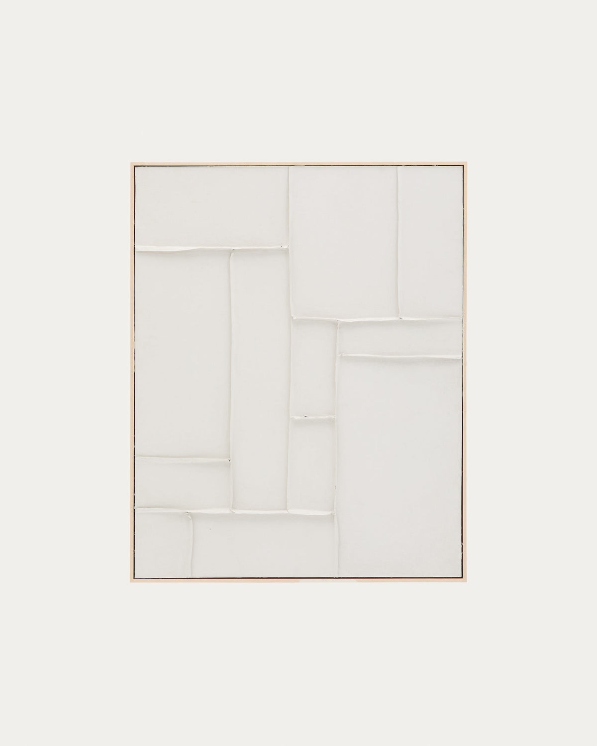 White Linen Japandi Wall Art framed linen relief