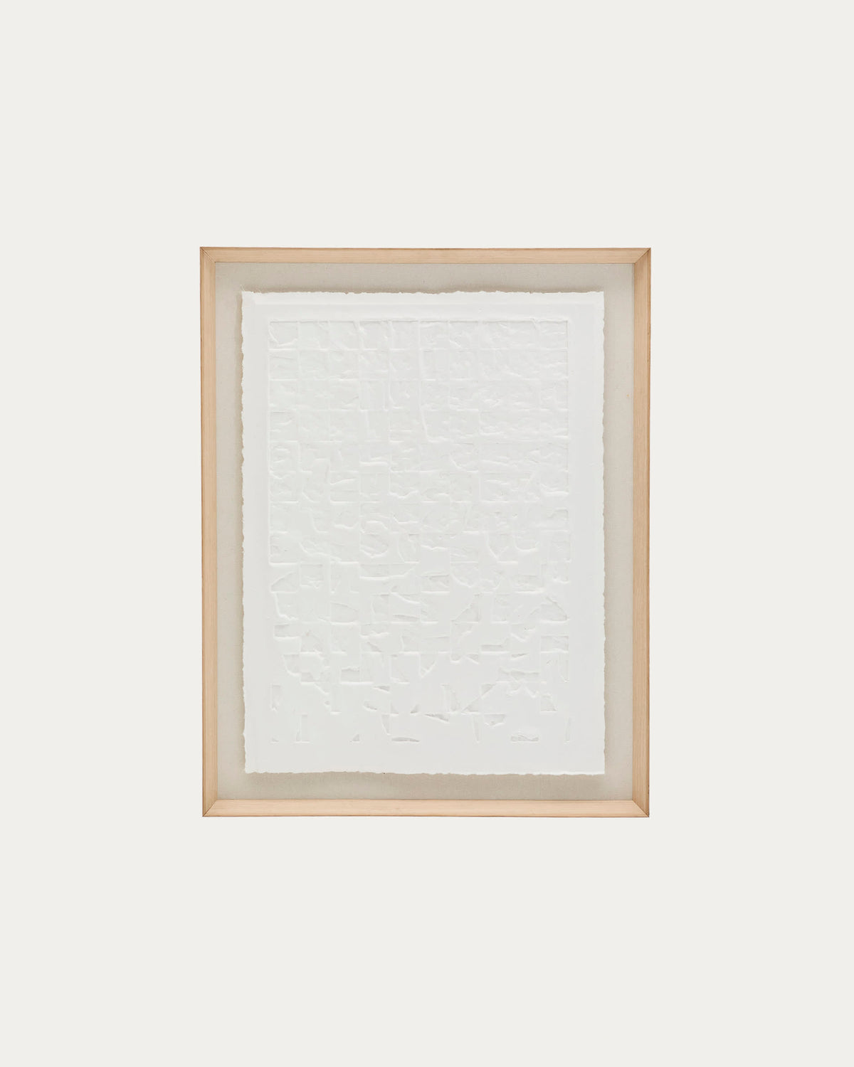 White Papier Mâché Japandi Canvas in recycled paper relief