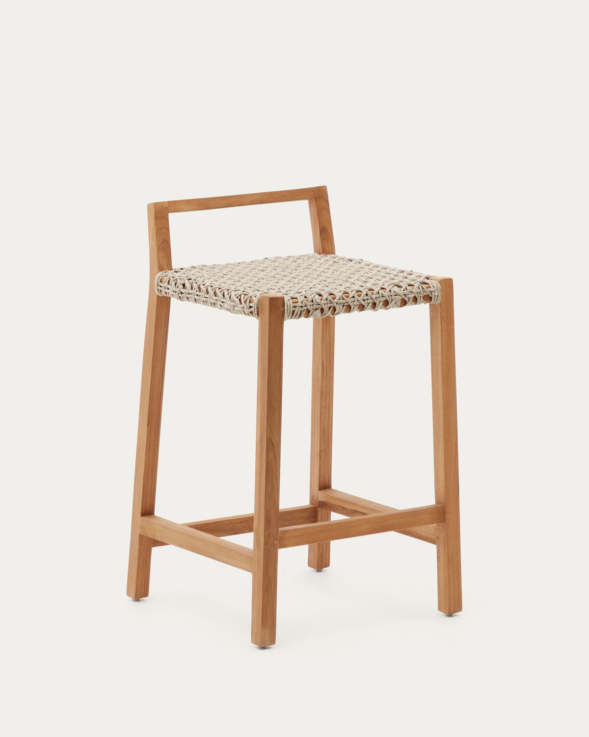 Outdoor Japandi Stool in solid teak wood