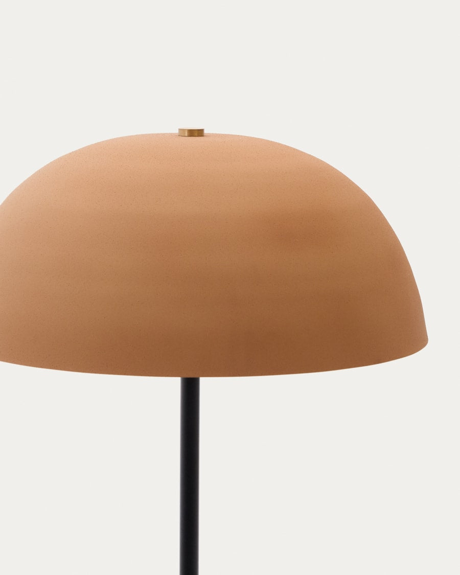 Japandi Floor Lamp in Black Metal & Terracotta