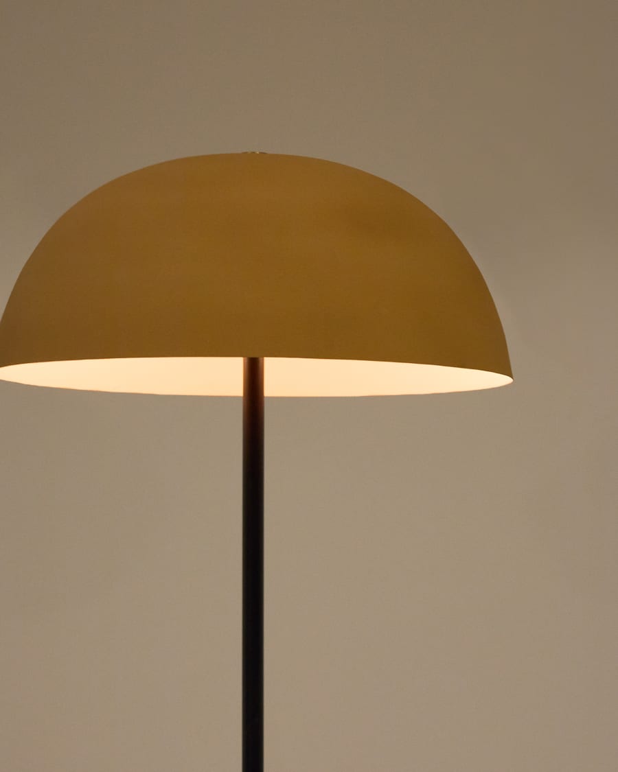 Japandi Floor Lamp in Black Metal & Terracotta