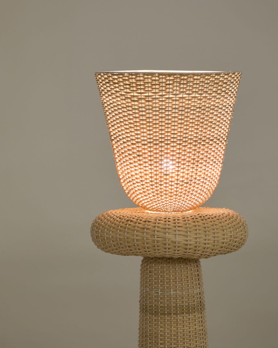 Sculptural Rattan Japandi Floor Lamp