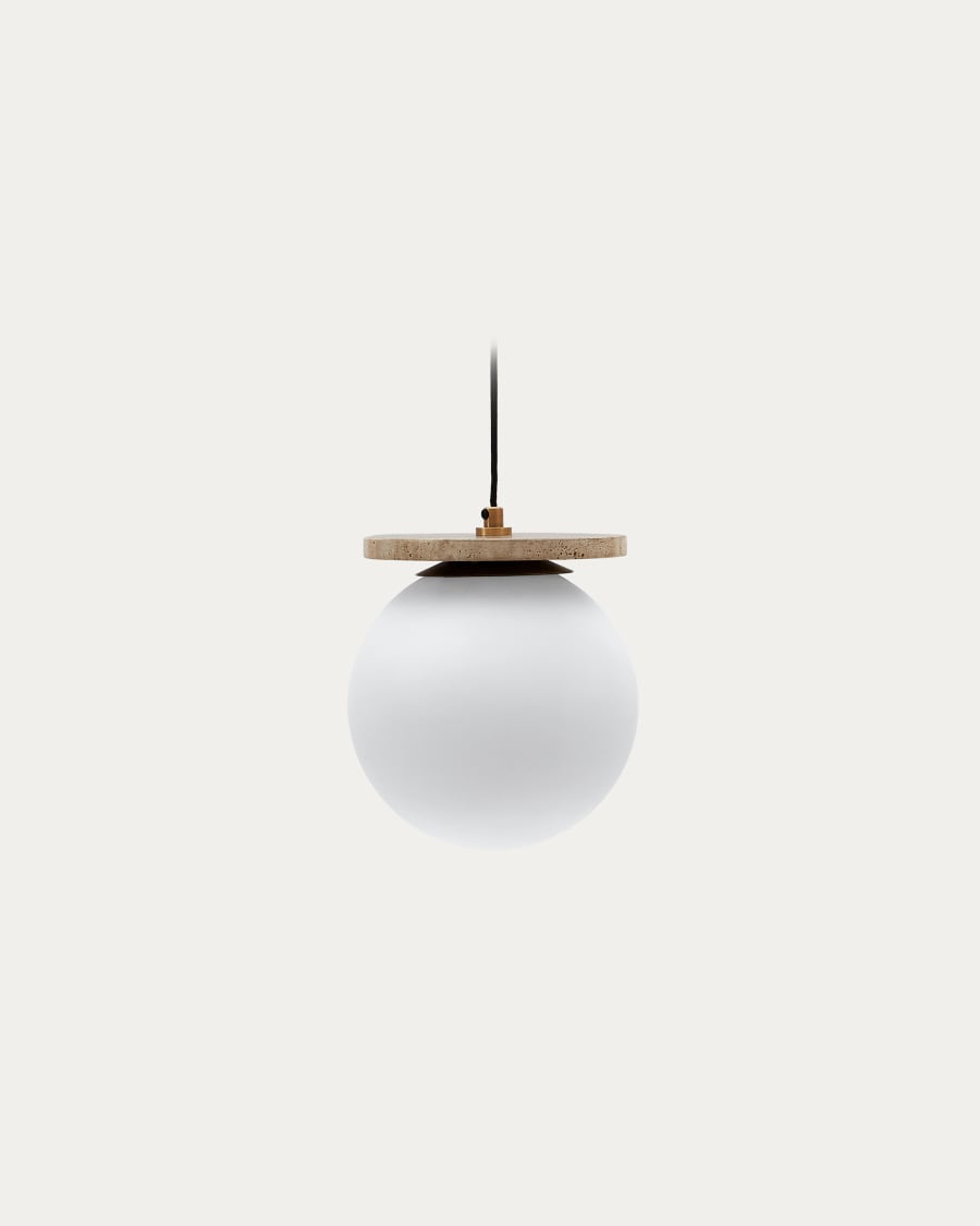 Glass & Travertine Japandi Pendant Light