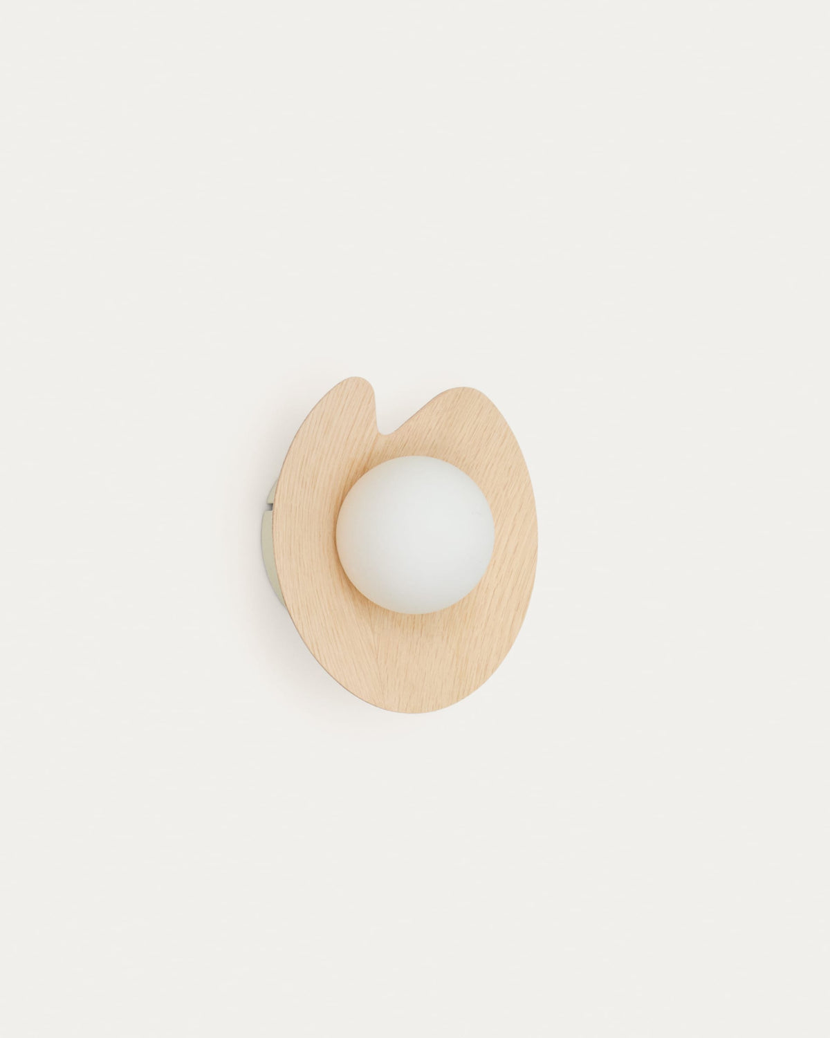 Wood Japandi Wall Light in oak veneer with smoked glass ball