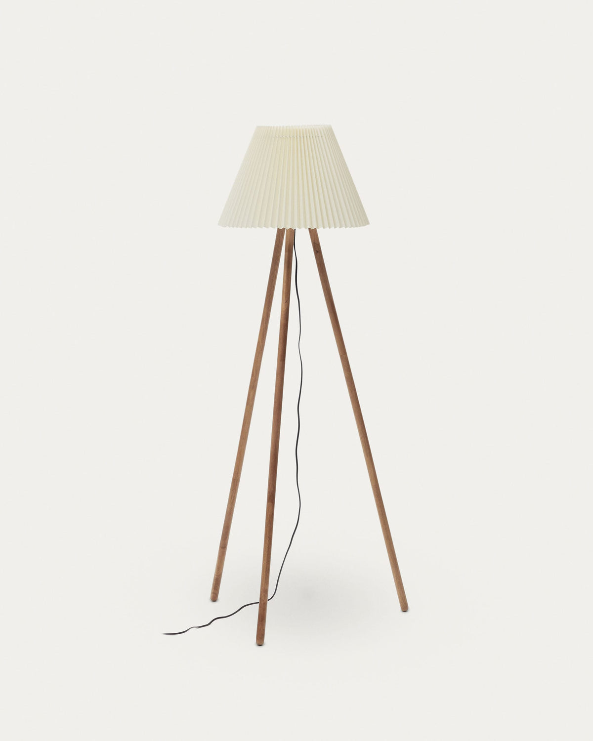 Scalloped Japandi Floor Lamp with pleated beige shade