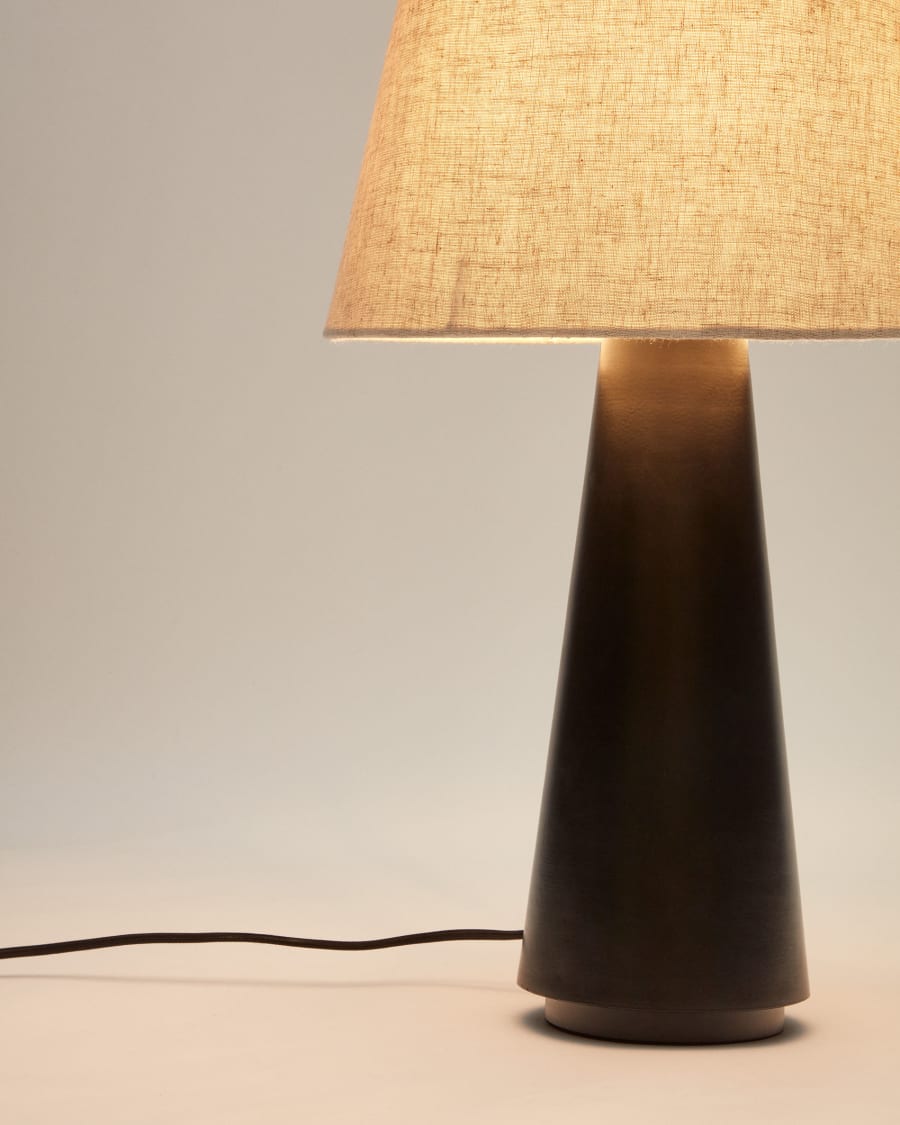 Black & Linen Japandi Table Lamp