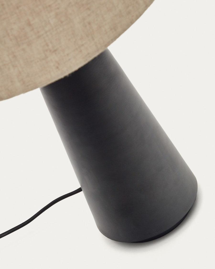 Black & Linen Japandi Table Lamp