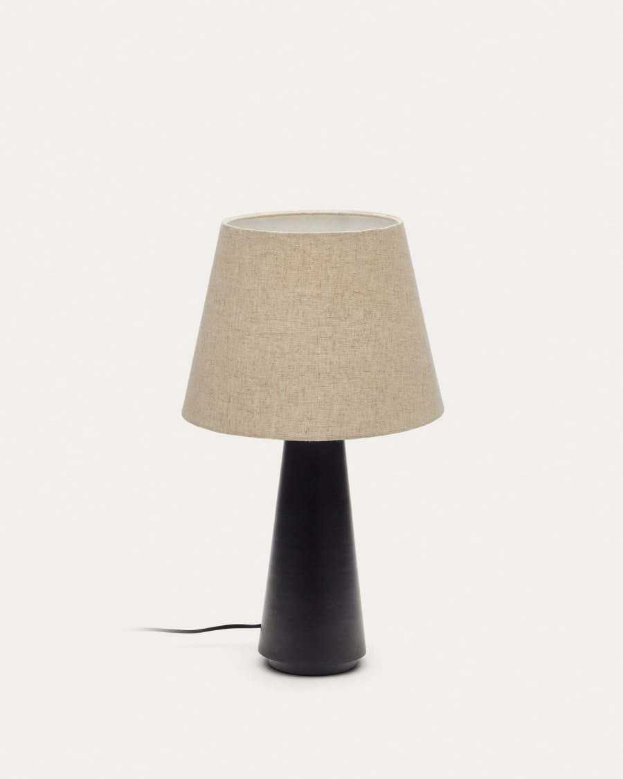 Black & Linen Japandi Table Lamp