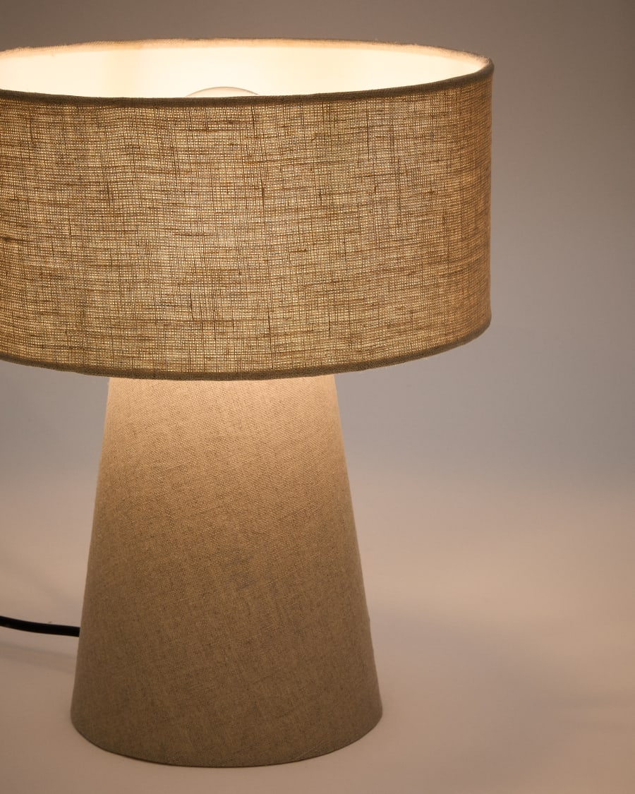 Grey Fabric Japandi Table Lamp